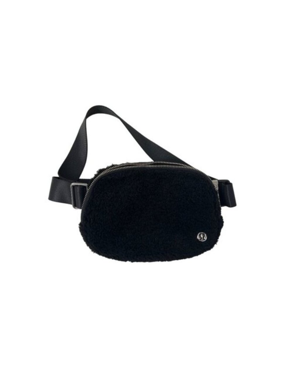 Lululemon Everywhere Belt Bag In Black Fuzzy Fleece With Adjustable Strap